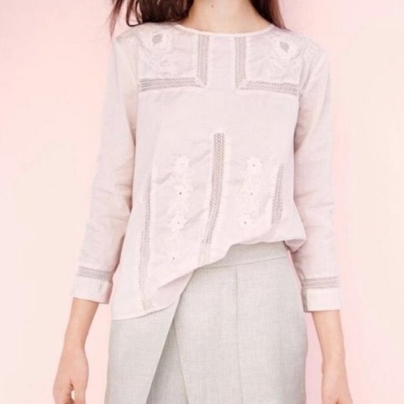 J.Crew Pink Eyelet Lace Blouse - Picture 6 of 6